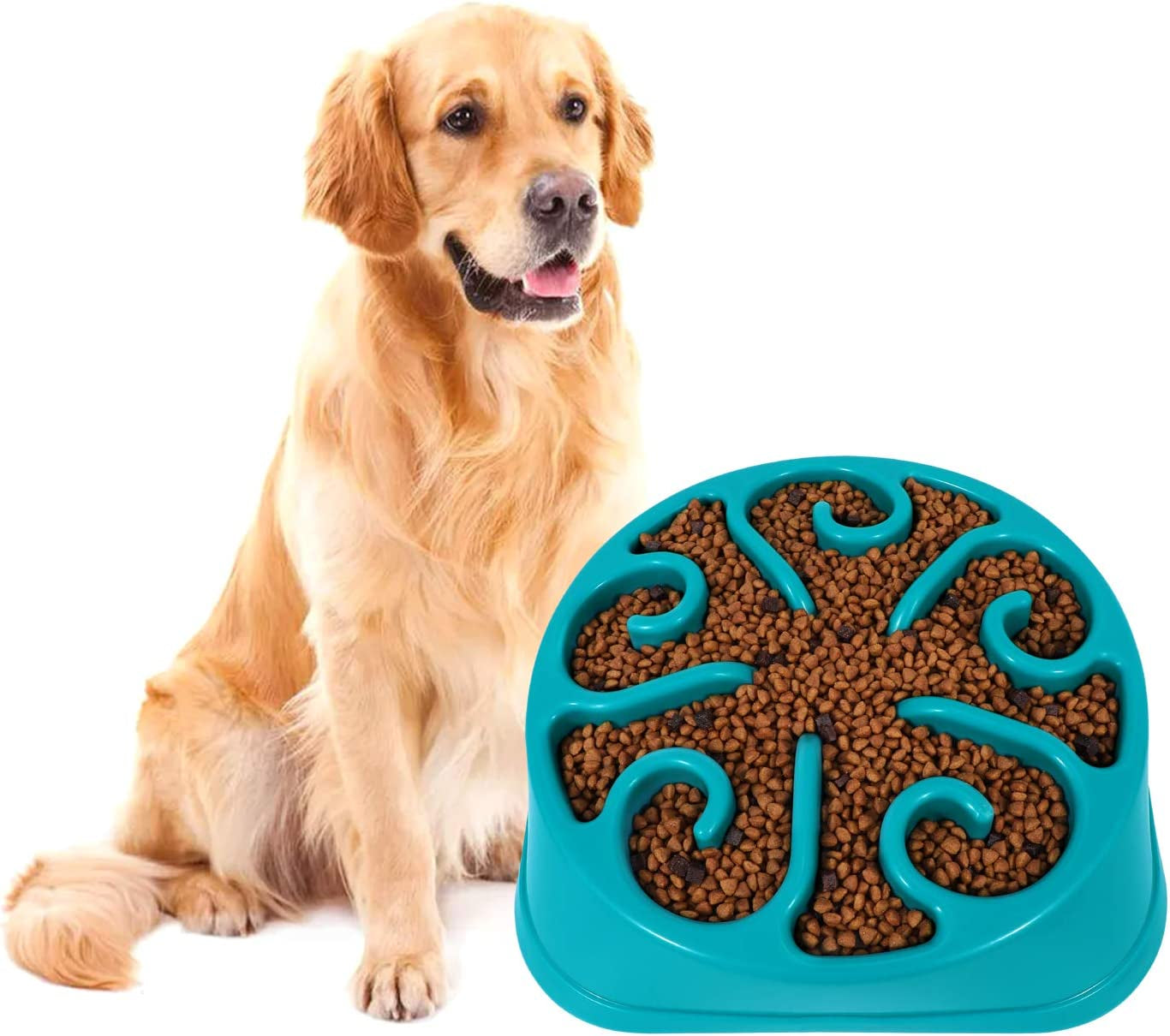 Revolutionary Slow Feeder Dog Bowl for Large Breeds - Anti-Gulping, Eco-Friendly Design in Blue