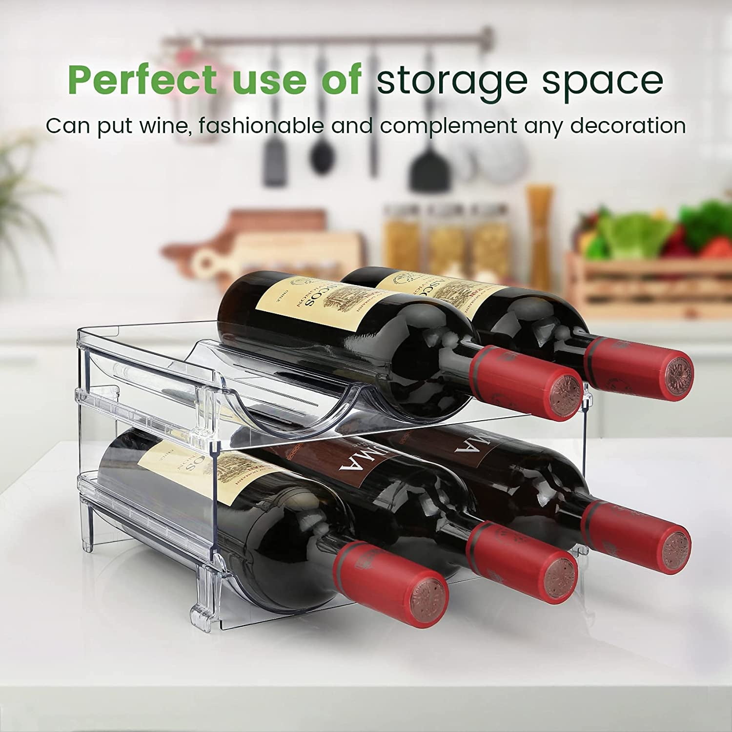 Effortlessly Organize Your Water Bottles with Our Stackable 2-Pack Water Bottle Storage Rack