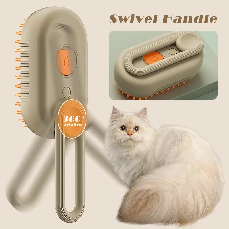 Transform Your Pet's Grooming Routine with the 3-in-1 Electric Steam Brush for Cats and Dogs - Effortless Hair Removal and Relaxing Massage!