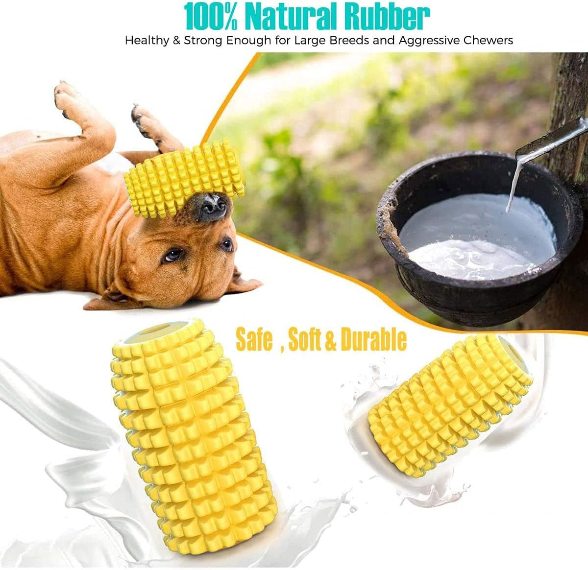 Ultimate 2-Pack Dog Chew Toys for Large and Medium Breeds - Interactive Toothbrush, Squeaky, and Rope Toys Made from Non-Toxic Natural Rubber for Durable Fun and Clean Teeth