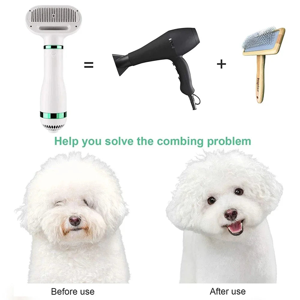 Revolutionary 2-In-1 Pet Dryer: Quiet Grooming Tool for Dogs and Cats with Comb Brush and Adjustable Temperature