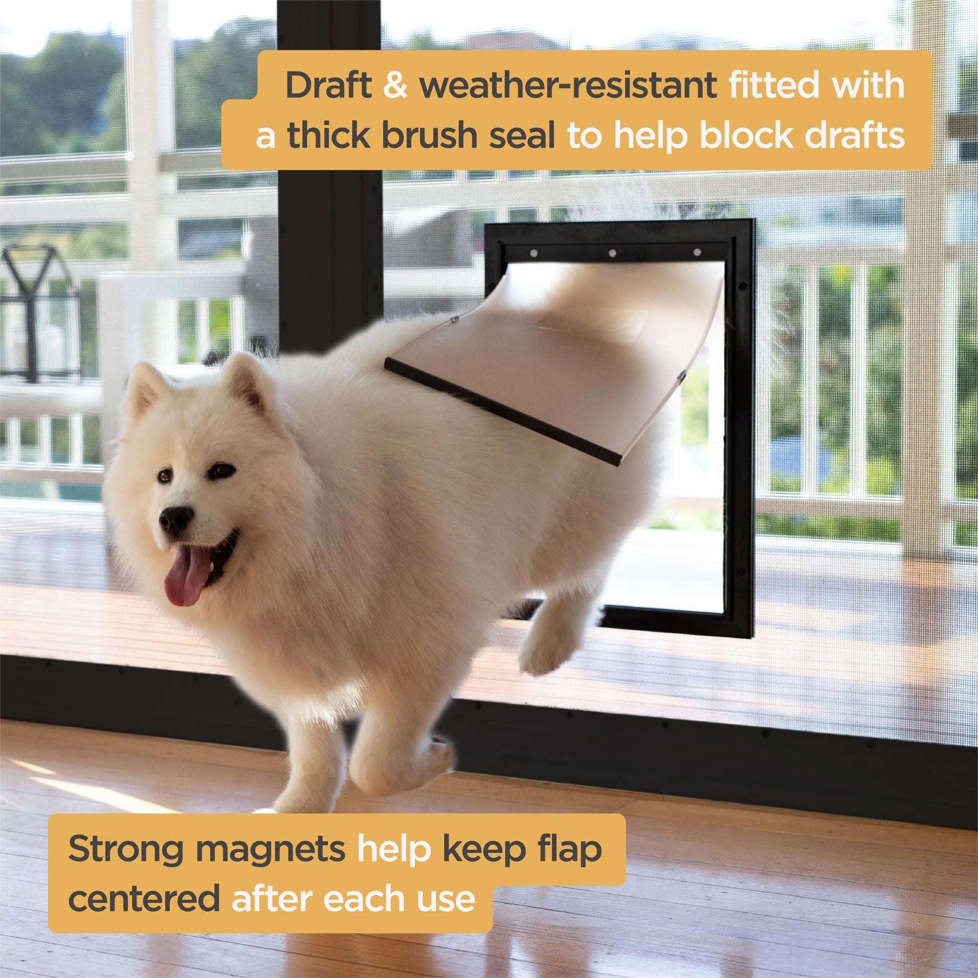Extra Large Black Deluxe Aluminum Pet Door - Perfect for Pets Up to 220 lbs, Fits Doors, Walls, and Screens