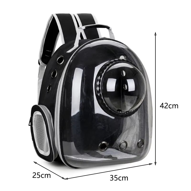 Stylish and Comfortable Portable Cat Carrier Backpack - Transparent Bubble Design for Travel with Your Feline Friend