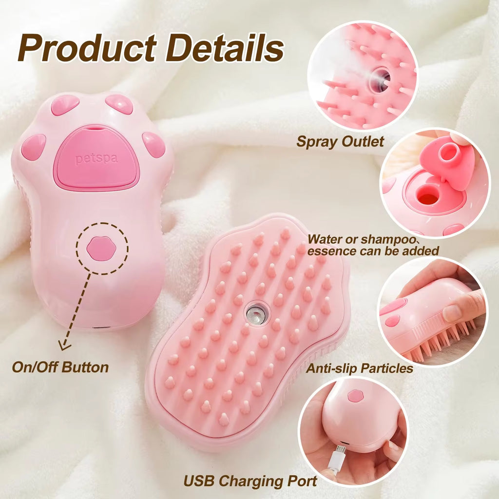 Transform Your Pet's Grooming Routine with the 3-in-1 Electric Cat and Dog Steam Brush Comb - Effortless Hair Removal and Relaxing Massage!