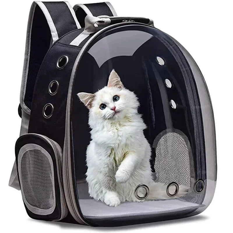 Stylish and Comfortable Portable Cat Carrier Backpack - Transparent Bubble Design for Travel with Your Feline Friend