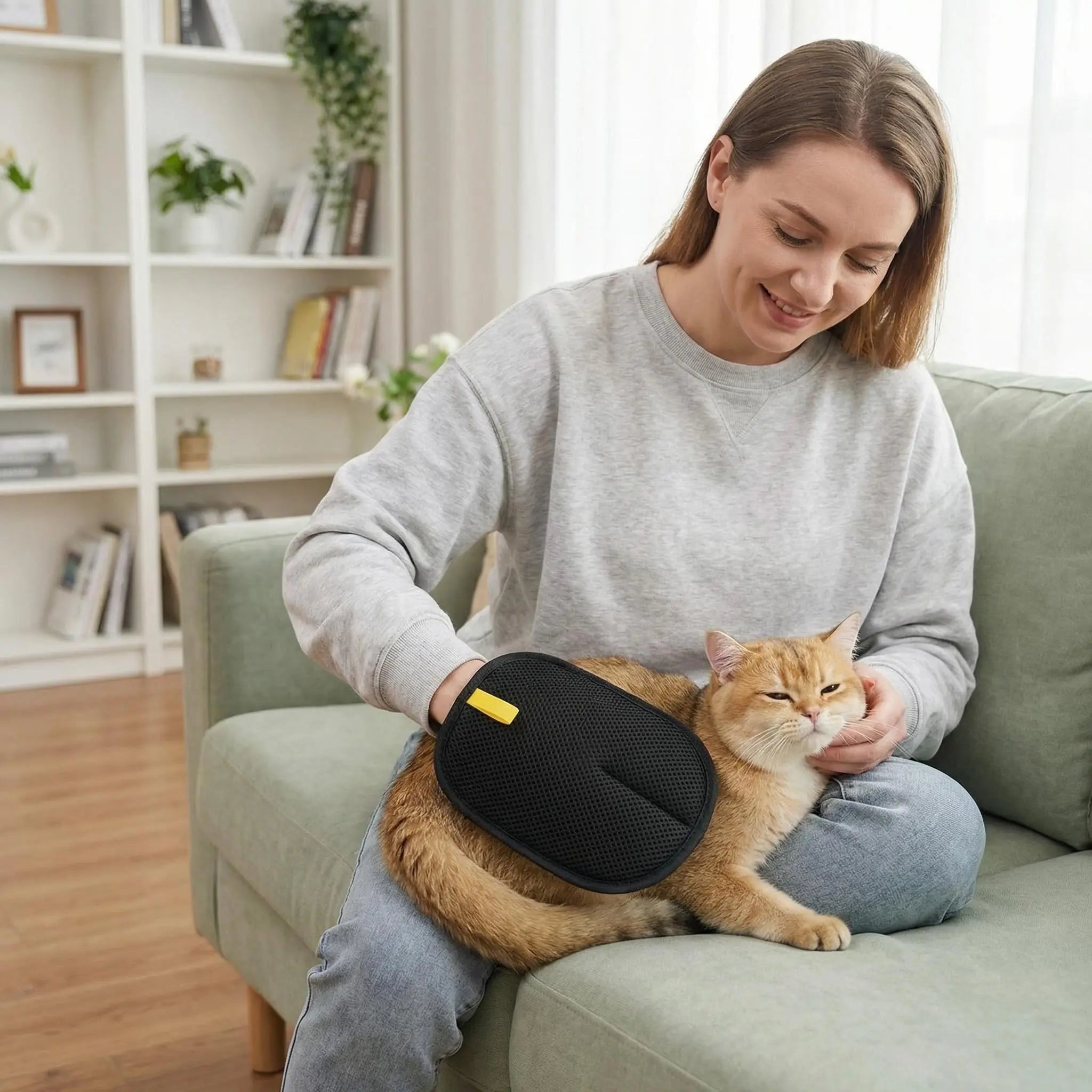 Revolutionary PET Hair Remover Electrostatic Gloves - Two-Way Brush for Effortless Cat & Dog Hair Removal!