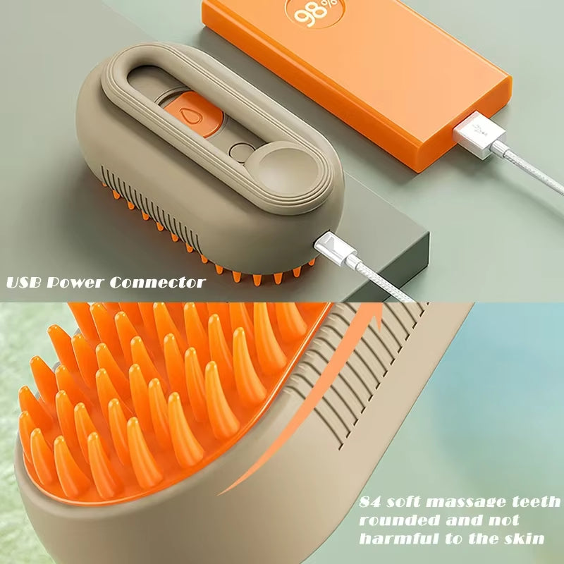 Transform Your Pet's Grooming Routine with the 3-in-1 Electric Steam Brush for Cats and Dogs - Effortless Hair Removal and Relaxing Massage!