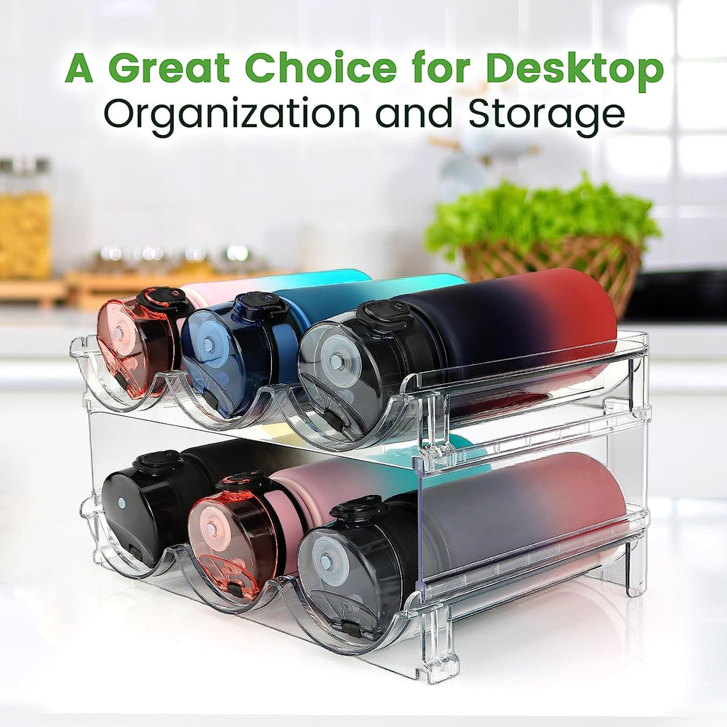 Effortlessly Organize Your Water Bottles with Our Stackable 2-Pack Water Bottle Storage Rack