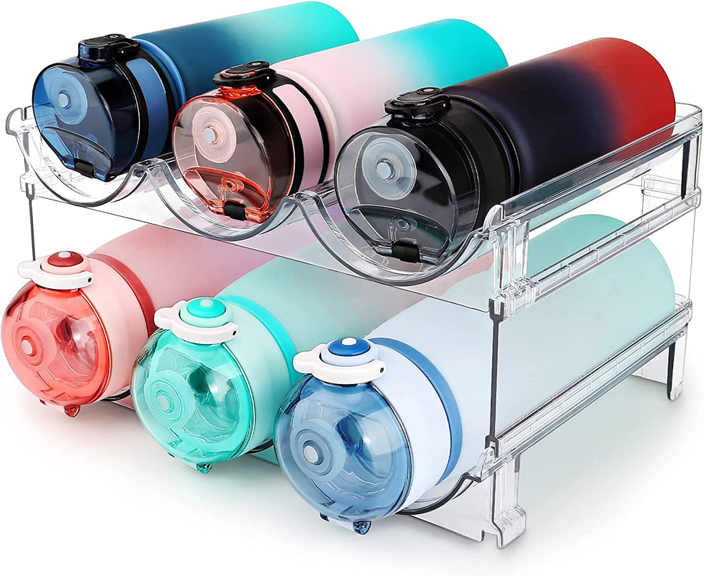 Effortlessly Organize Your Water Bottles with Our Stackable 2-Pack Water Bottle Storage Rack