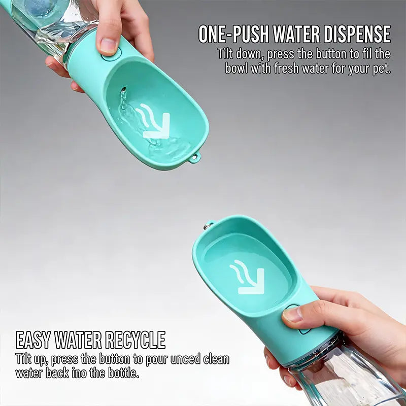 Ultimate 3-in-1 Pet Water Bottle - Leak-Proof 20 Oz Travel Companion with Poop Bag Dispenser for Dogs & Cats