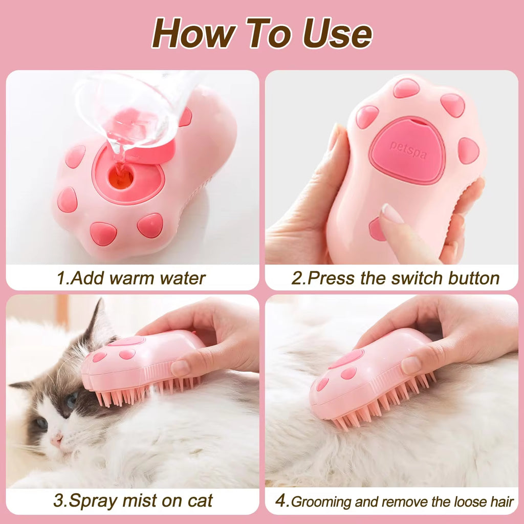 Transform Your Pet's Grooming Routine with the 3-in-1 Electric Cat and Dog Steam Brush Comb - Effortless Hair Removal and Relaxing Massage!