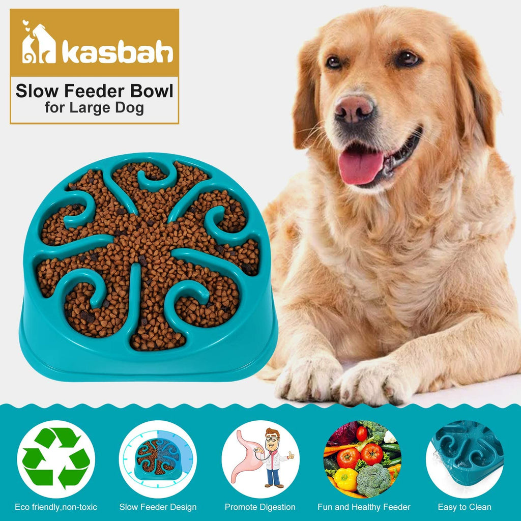 Revolutionary Slow Feeder Dog Bowl for Large Breeds - Anti-Gulping, Eco-Friendly Design in Blue