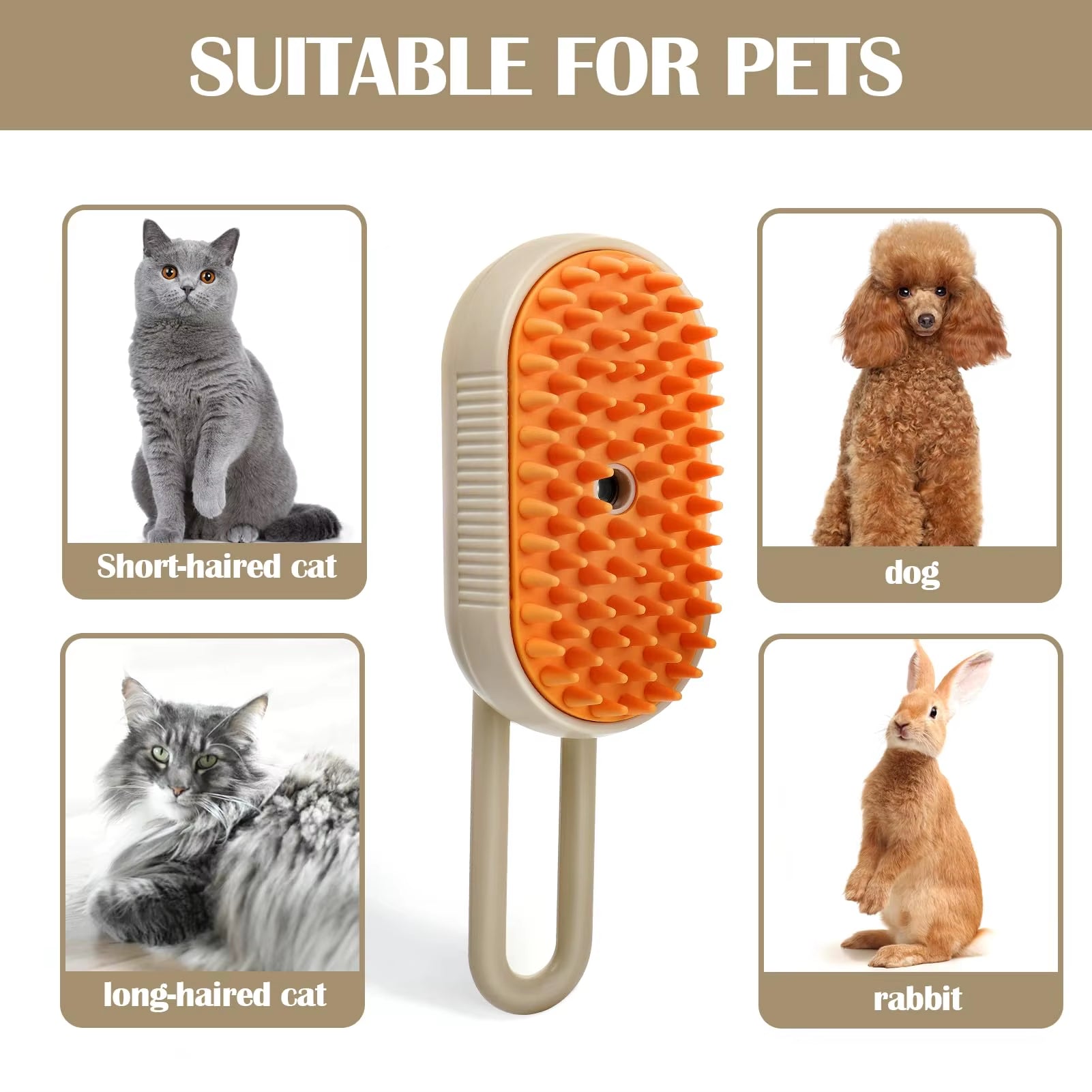 Transform Your Pet's Grooming Routine with the 3-in-1 Electric Steam Brush for Cats and Dogs - Effortless Hair Removal and Relaxing Massage!