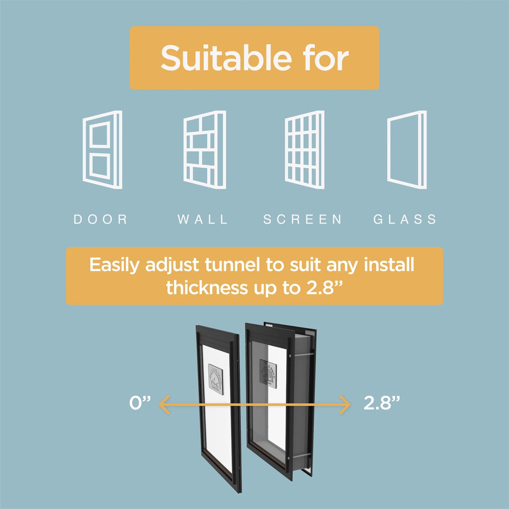 Extra Large Black Deluxe Aluminum Pet Door - Perfect for Pets Up to 220 lbs, Fits Doors, Walls, and Screens
