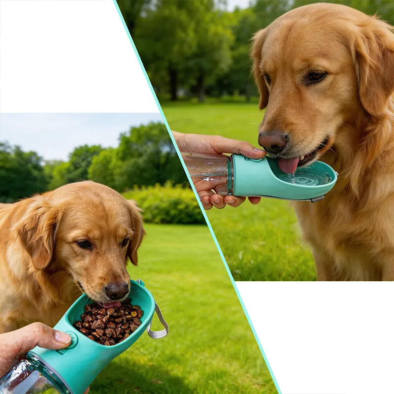 Ultimate 3-in-1 Pet Water Bottle - Leak-Proof 20 Oz Travel Companion with Poop Bag Dispenser for Dogs & Cats