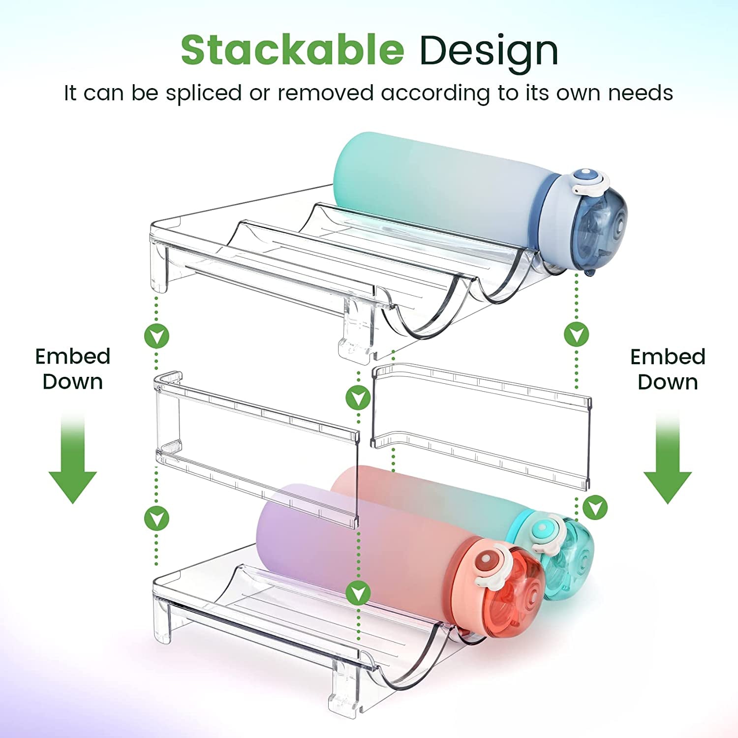 Effortlessly Organize Your Water Bottles with Our Stackable 2-Pack Water Bottle Storage Rack