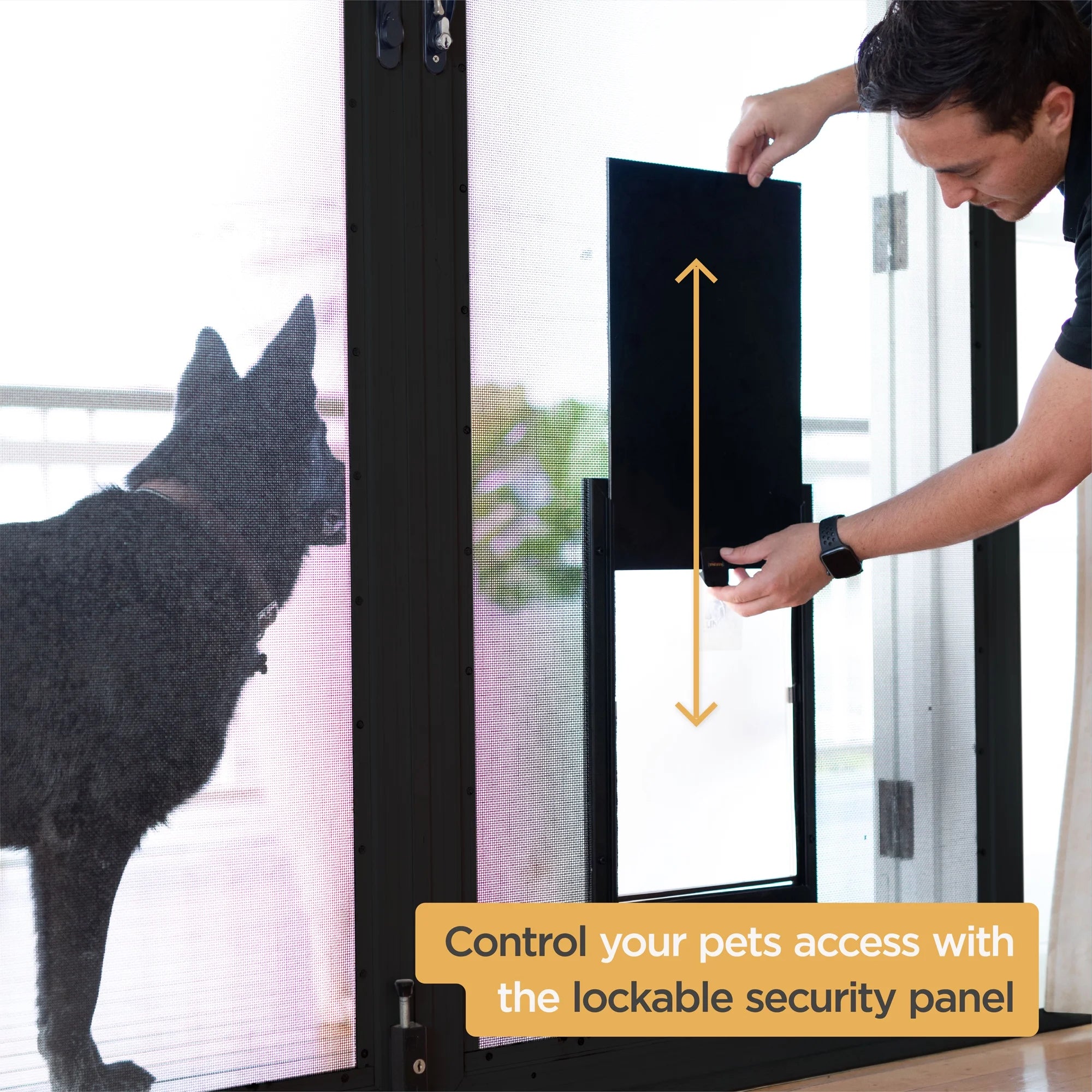 Extra Large Black Deluxe Aluminum Pet Door - Perfect for Pets Up to 220 lbs, Fits Doors, Walls, and Screens