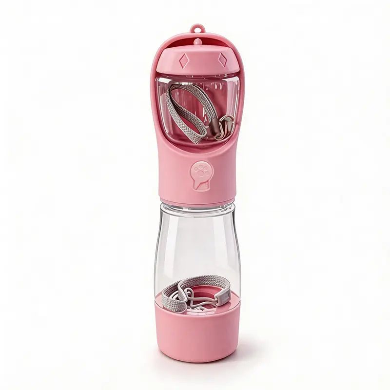 Ultimate 3-in-1 Pet Water Bottle - Leak-Proof 20 Oz Travel Companion with Poop Bag Dispenser for Dogs & Cats