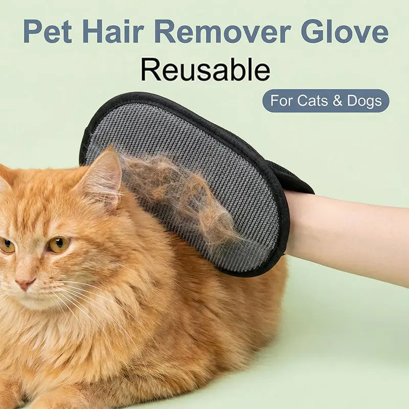 Revolutionary PET Hair Remover Electrostatic Gloves - Two-Way Brush for Effortless Cat & Dog Hair Removal!