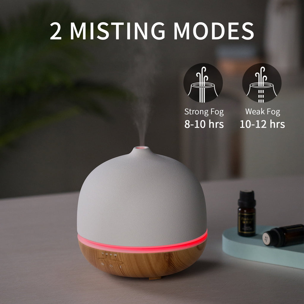 Transform Your Space with the 500mL Ceramic Essential Oil Diffuser - Aromatherapy Mist & 10 Color LED Lights for Home or Office