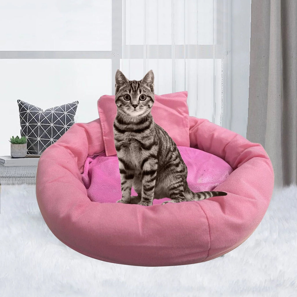 Cozy Pink Calming Dog Bed for Small Pets - Plush Round Cuddler with Washable Design for Ultimate Comfort