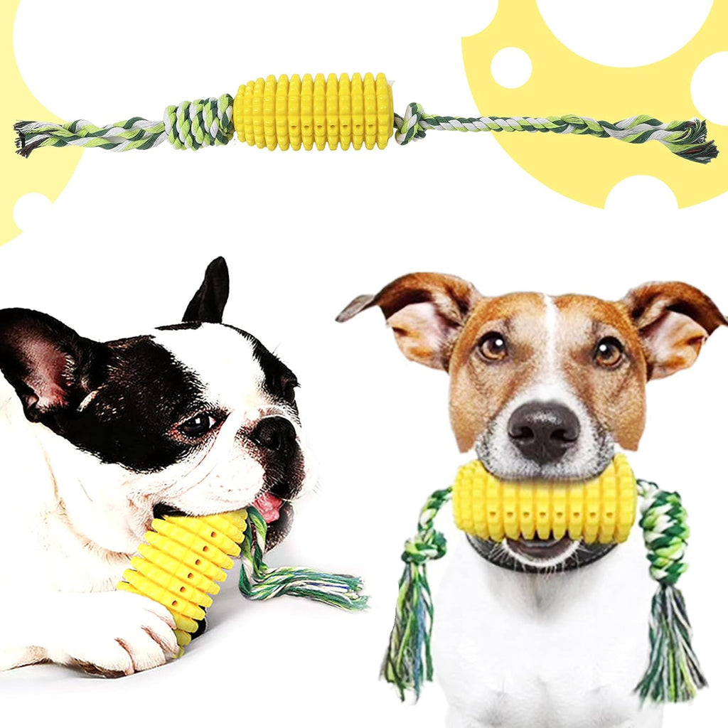 Ultimate 2-Pack Dog Chew Toys for Large and Medium Breeds - Interactive Toothbrush, Squeaky, and Rope Toys Made from Non-Toxic Natural Rubber for Durable Fun and Clean Teeth
