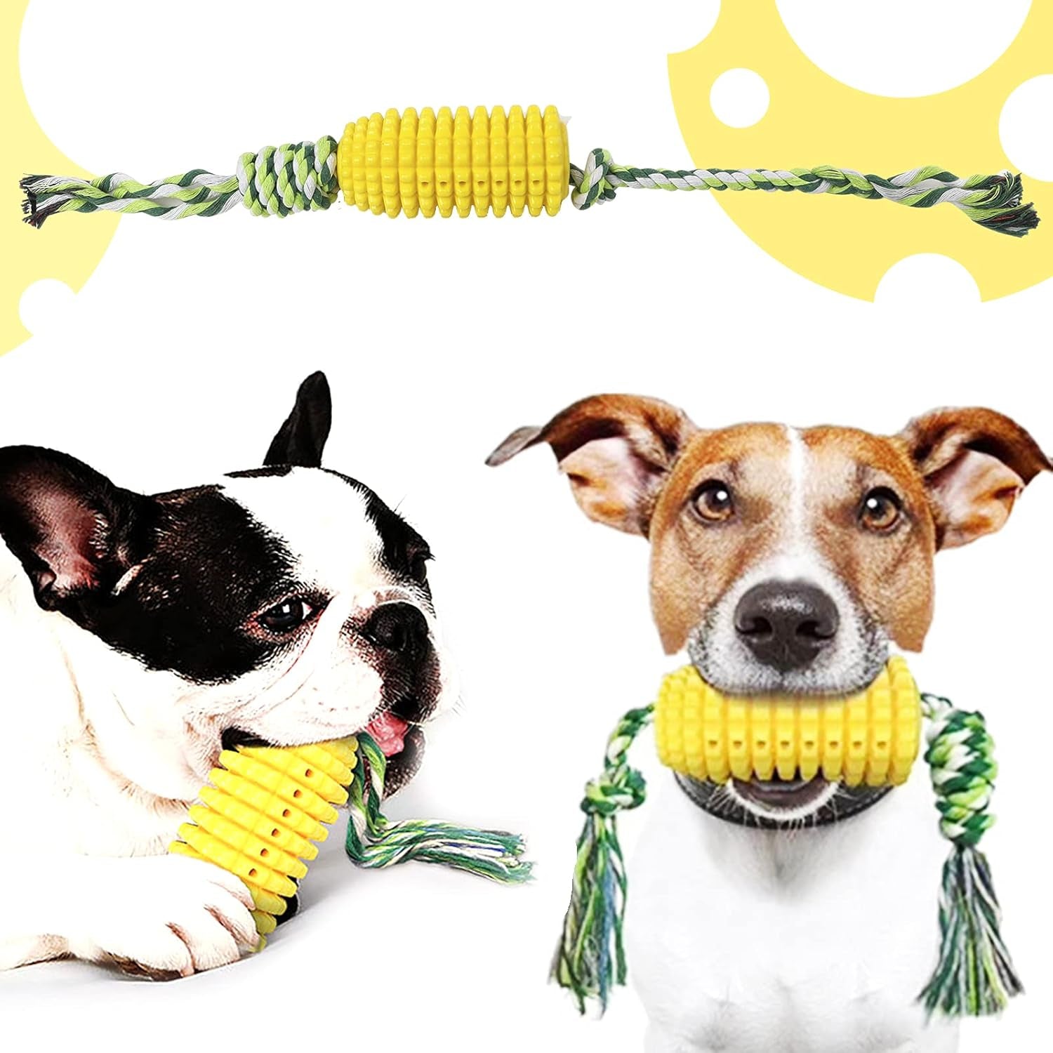 Ultimate 2-Pack Dog Chew Toys for Large and Medium Breeds - Interactive Toothbrush, Squeaky, and Rope Toys Made from Non-Toxic Natural Rubber for Durable Fun and Clean Teeth